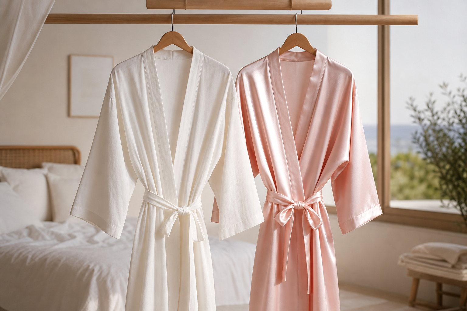 Robes de chambre coton et satin pour comparer les matières légères
