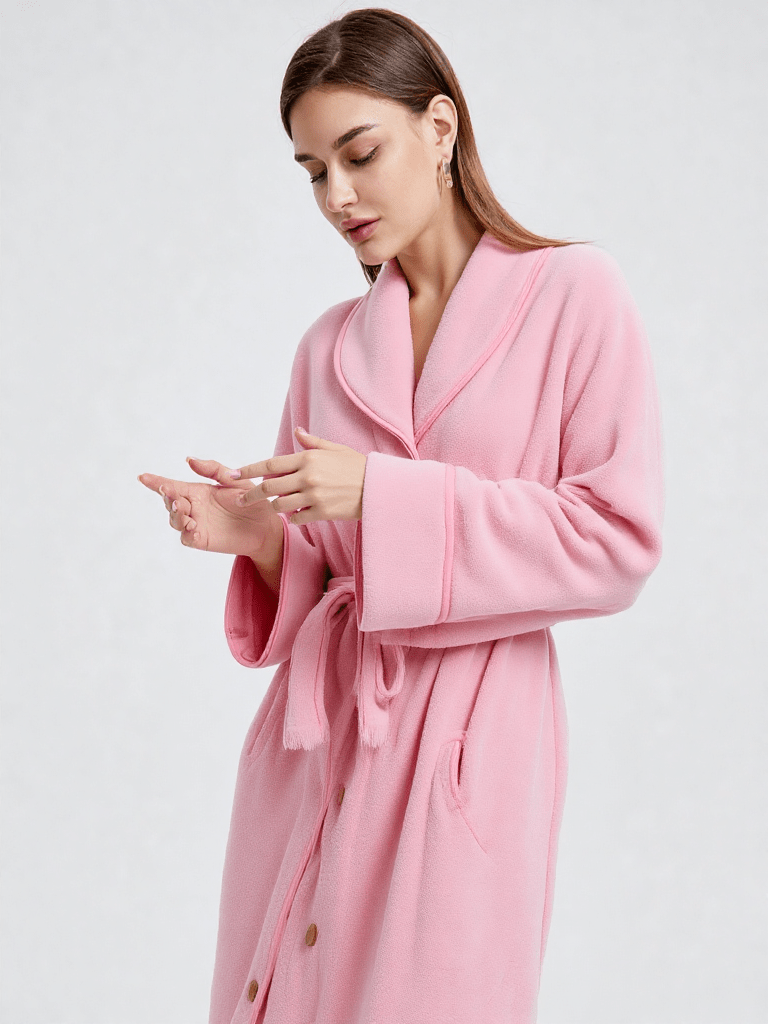 Robe De Chambre Femme En Polaire Douce - Imprimé Cœur & Arbres - Capuche, Poches - Taille XS à XXL - Cadeau Cosy - 3