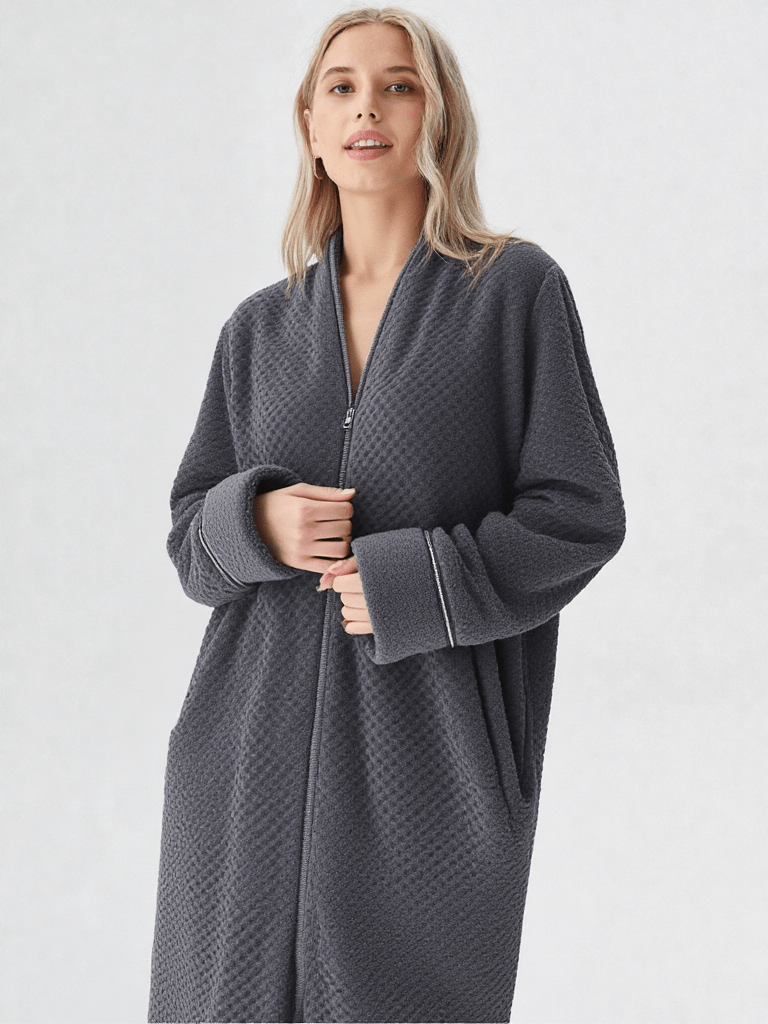 Robe de chambre femme avec fermeture éclair | Moments cocooning Robe de chambre femme avec fermeture éclair | Moments cocooning
