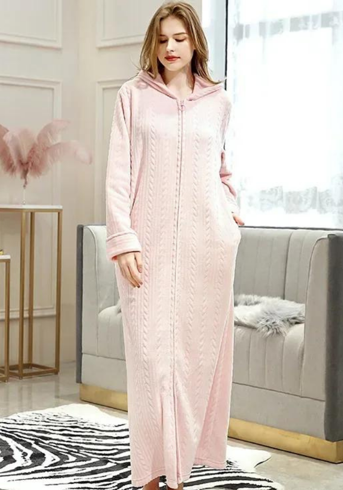 Robe de chambre femme courtelle longue rose