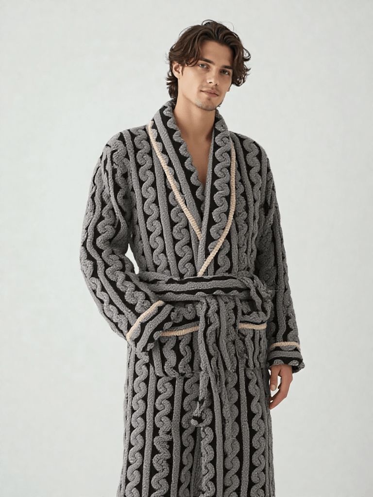 Robe De Chambre Homme Thermolactyl – Polaire – Taille S à XXL – Bleu – 100% Polyester