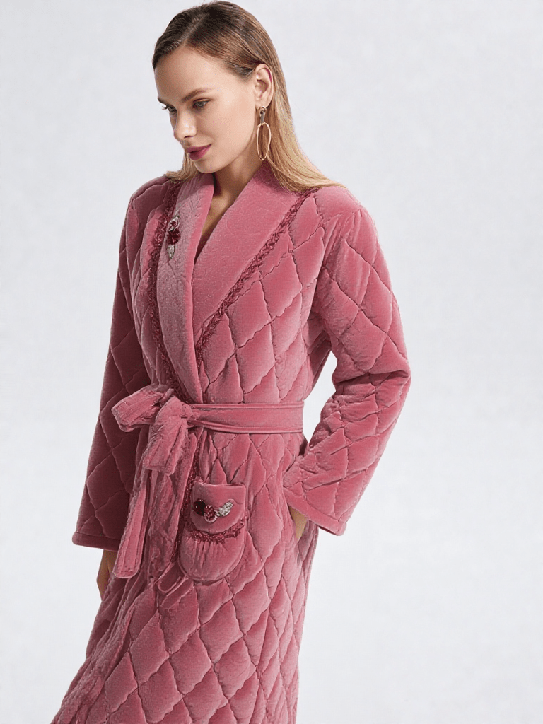Robe de chambre longue chaude pour femme matelassé Douceur