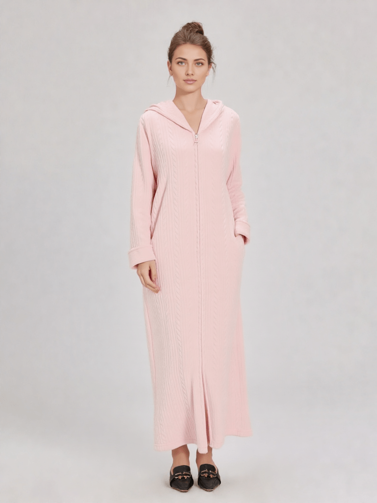Robe de chambre longue femme avec fermeture éclair Douceur au