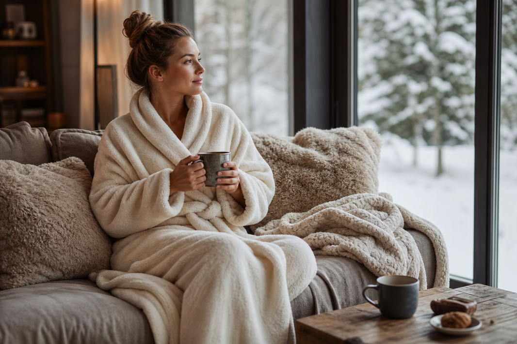 Robe de chambre femme chaude et enveloppante pour l'hiver
