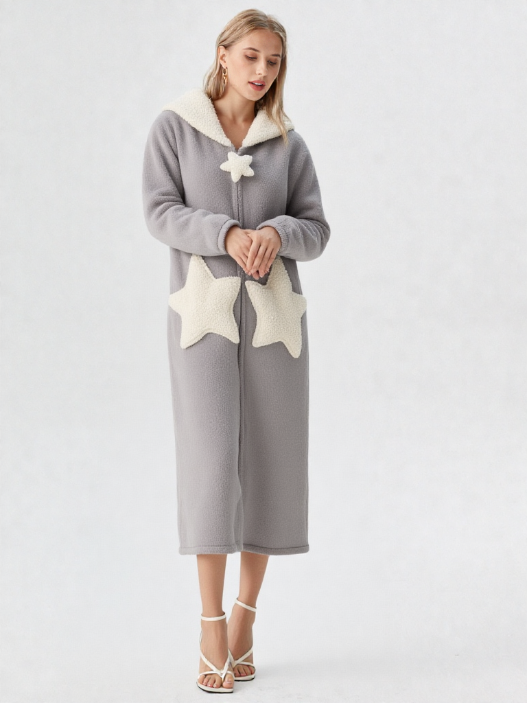 Détail matière et finitions, robe de chambre pilou pilou femme