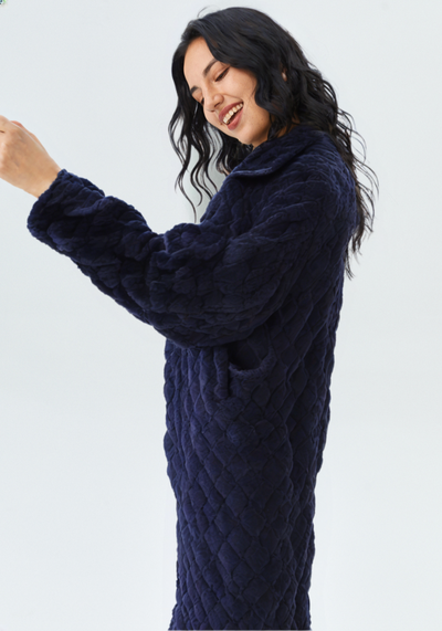 Robe de chambre polaire longue zippée