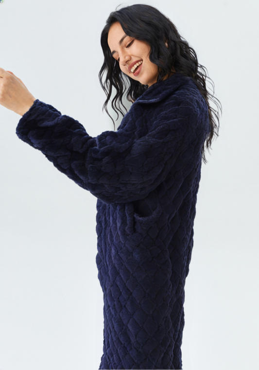 Robe de chambre polaire longue zippée