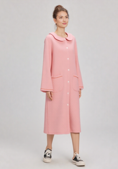 Robe de chambre femme chaude longue boutonnée