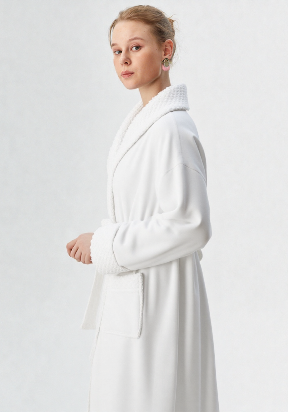 Robe de chambre femme polaire longue blanche