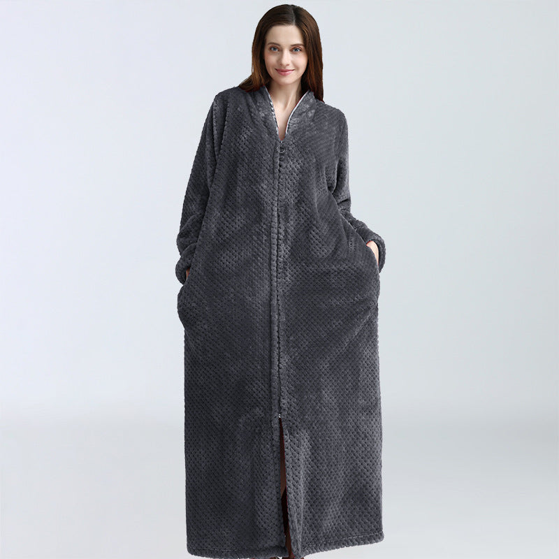 Robe de chambre zippée polaire
