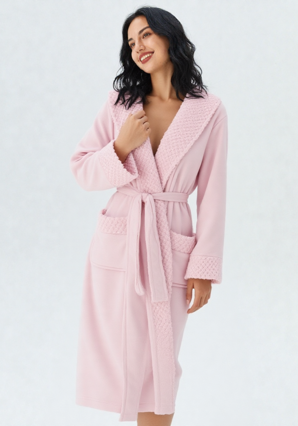 Détail matière et finitions, robe de chambre femme polaire personnalisé