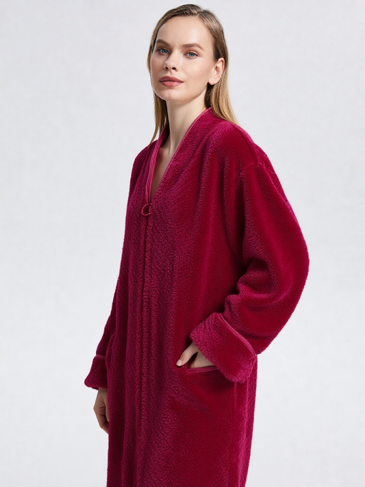 Robe de chambre femme velours zippée
