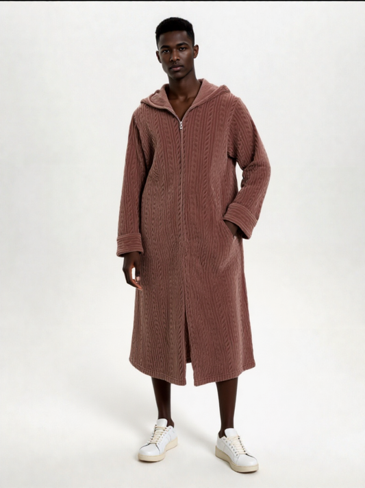 Robe de chambre homme polaire capuche