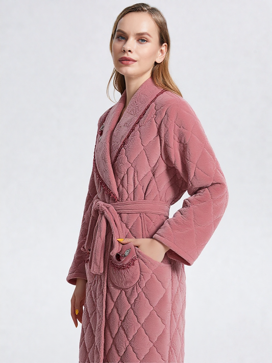 Robe de chambre longue chaude pour femme matelassé