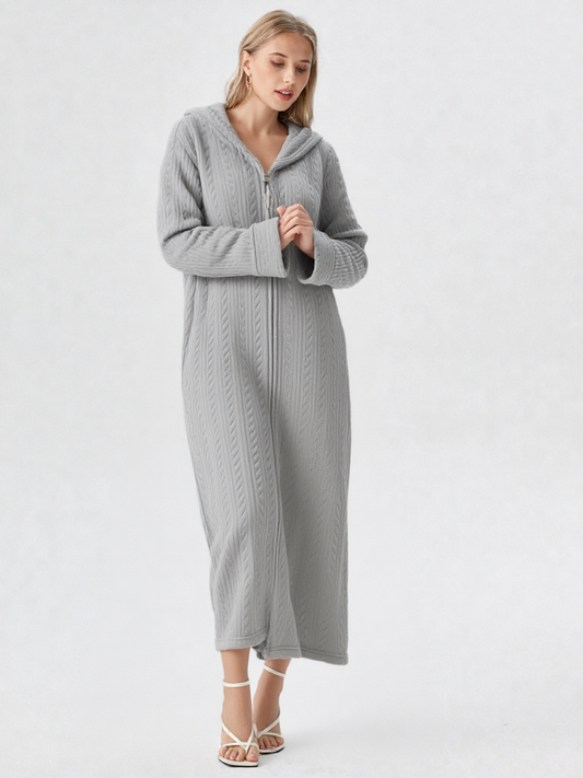 Robe de chambre polaire a capuche femme