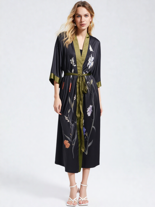 Robe de chambre satin noir