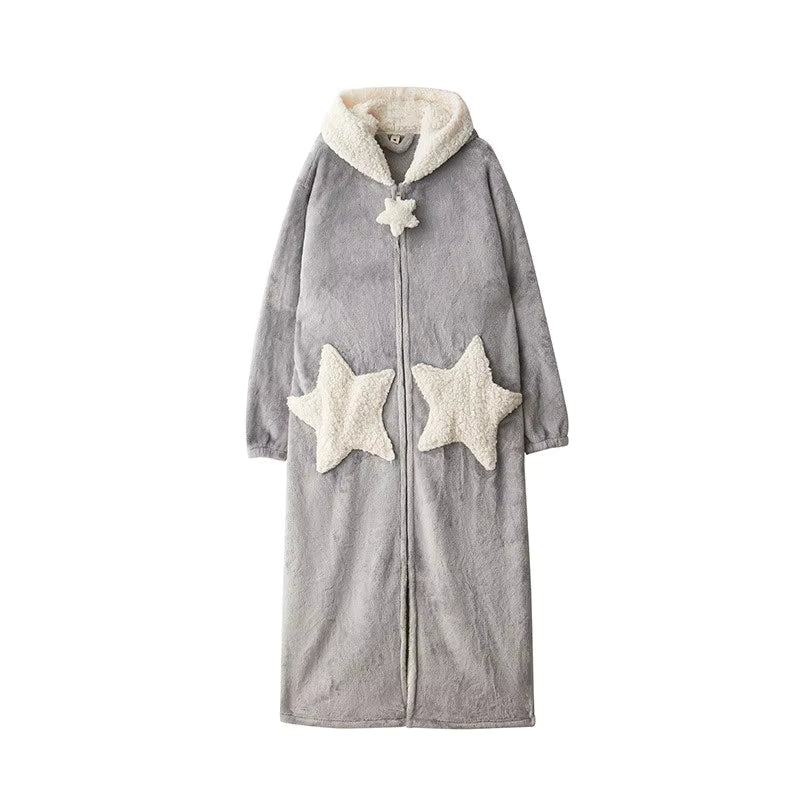 Robe de chambre pilou pilou femme gris clair