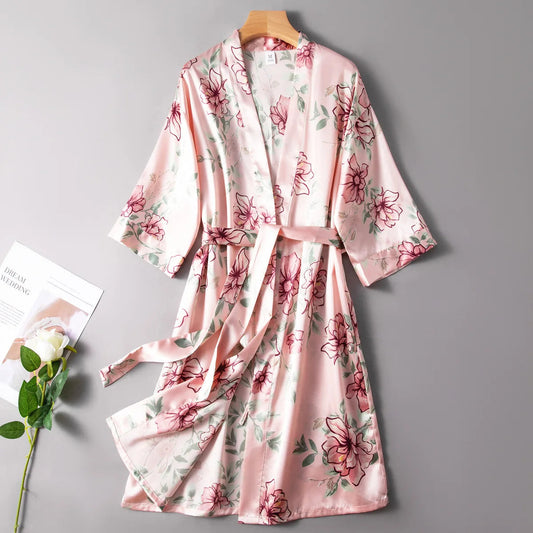 larobedechambre B Pink / M Robe de chambre style kimono