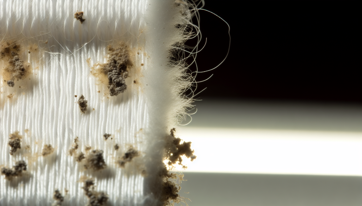 microscopie fibres sales micro-organismes sur fibres textiles
