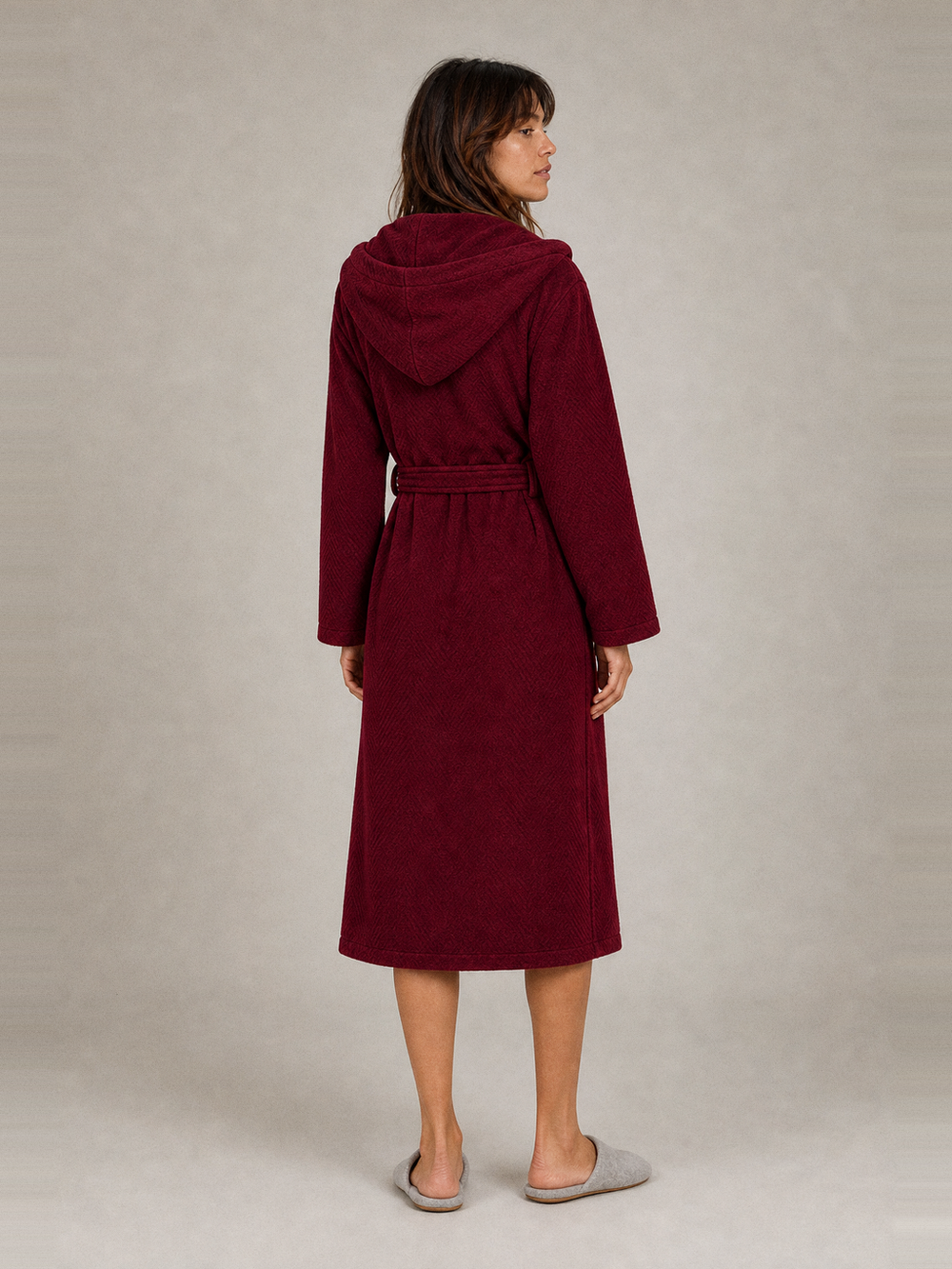 Peignoir chaud long femme – vue de dos