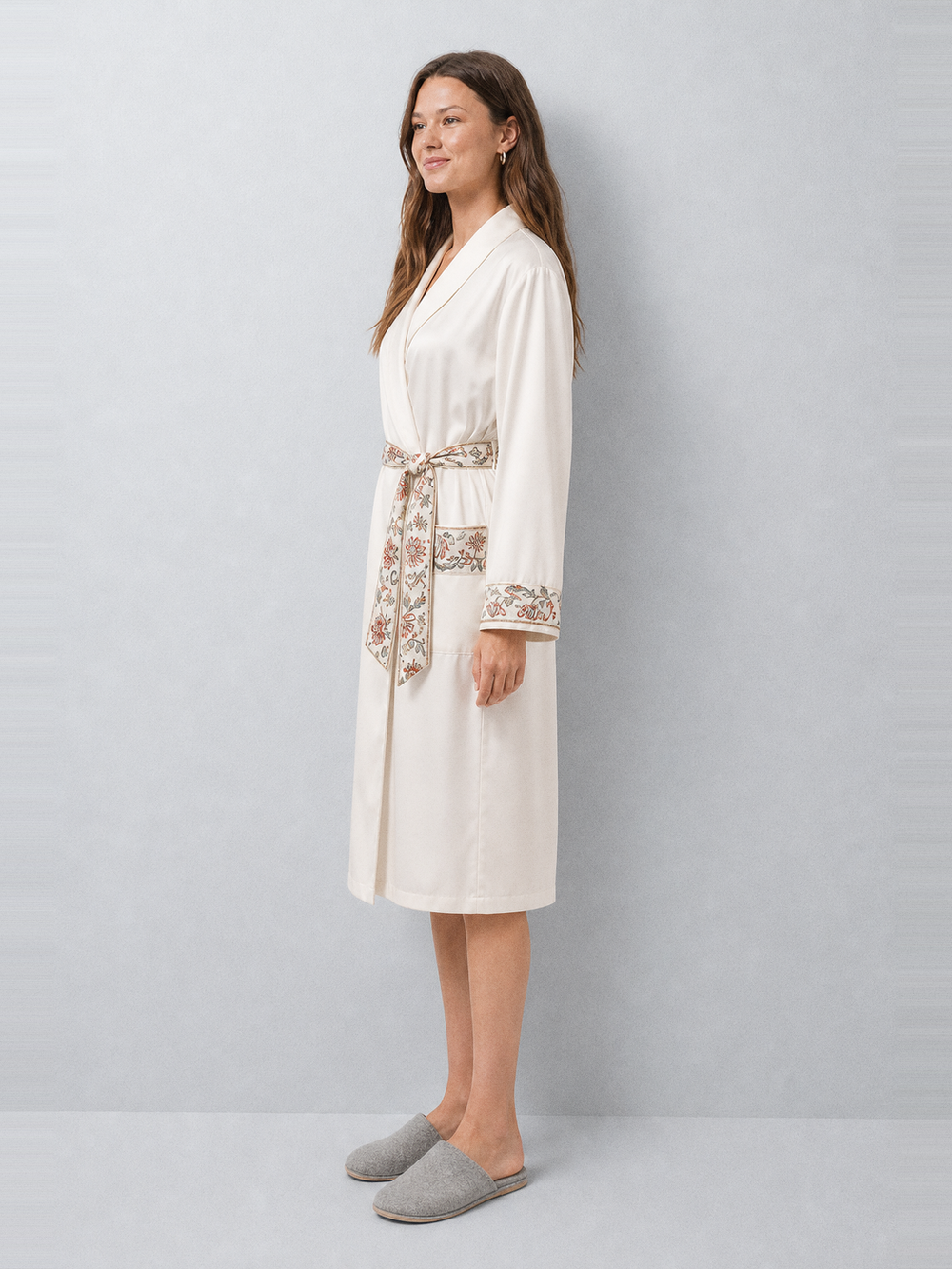 Peignoir chinois femme – longueur portée de profil