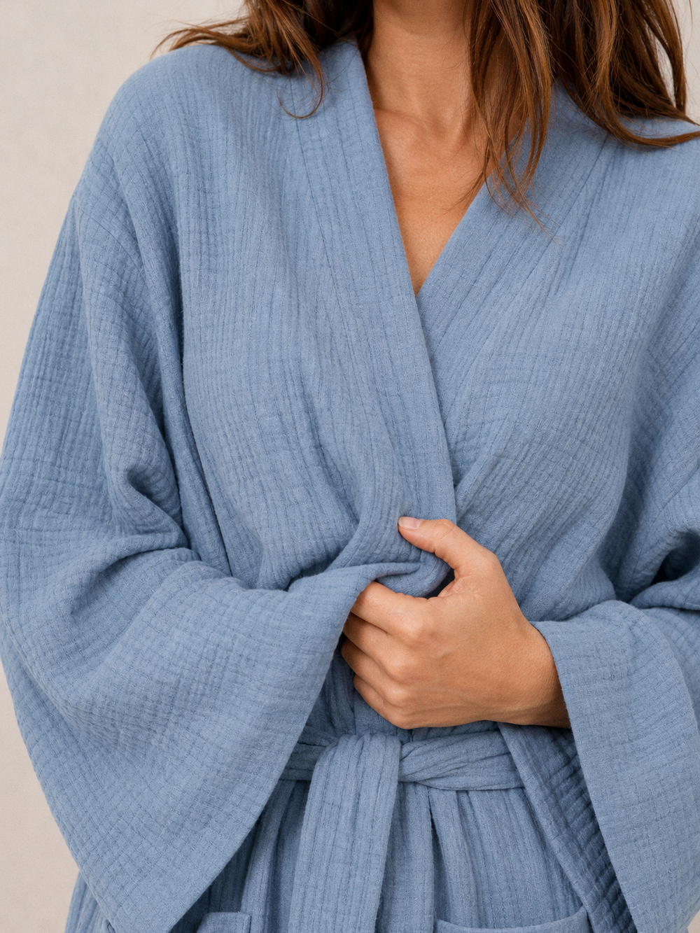 Peignoir coton léger femme – gros plan matière
