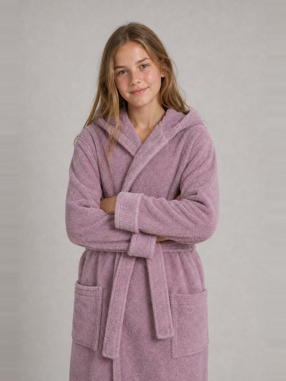 Peignoir de bain éponge fille 14 ans – capuche