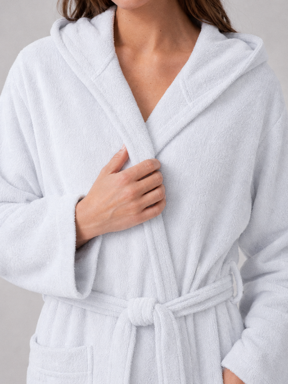 Peignoir éponge capuche – gros plan matière
