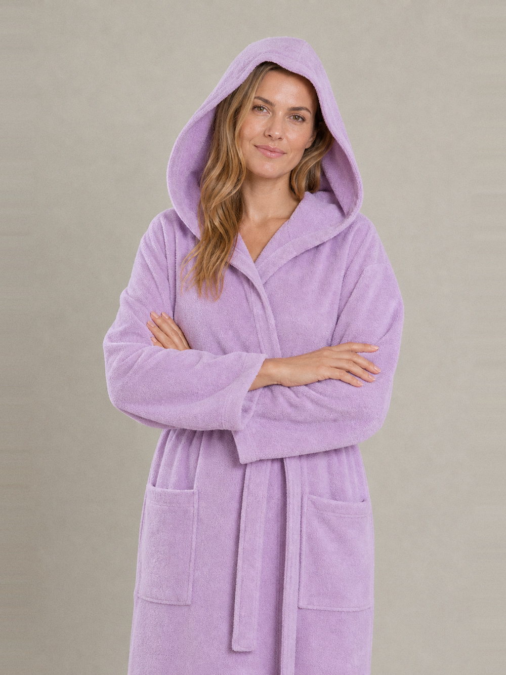 Peignoir éponge femme avec capuche – capuche