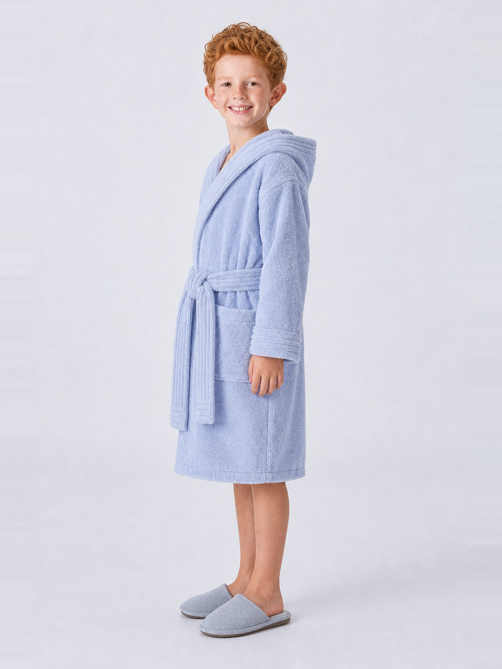 Peignoir éponge fille 10 ans – longueur portée de profil