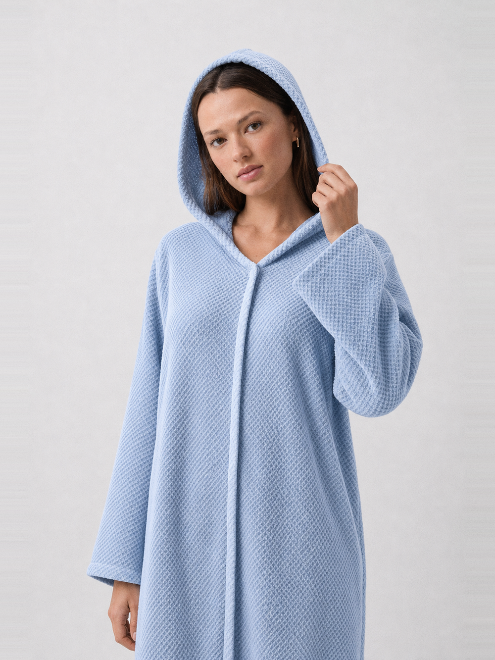 Peignoir éponge zippé femme – capuche