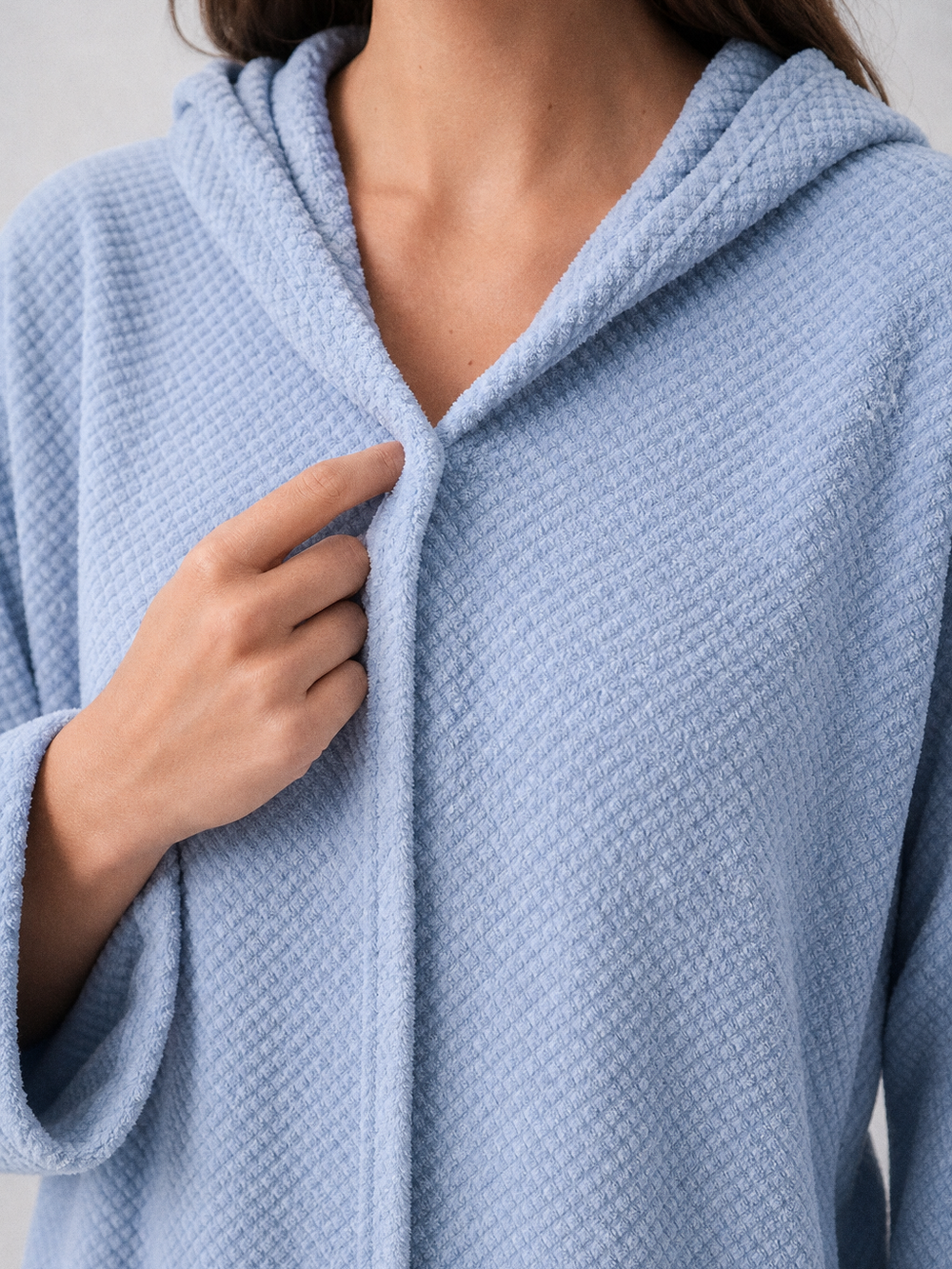 Peignoir éponge zippé femme – gros plan matière