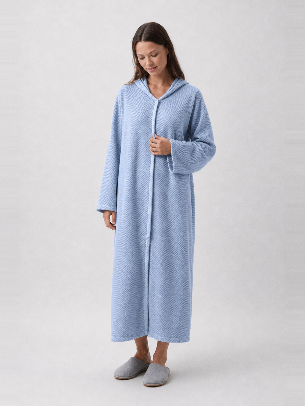 Peignoir éponge zippé femme – la fermeture