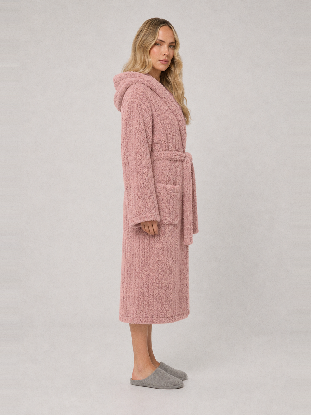 Peignoir femme doudou – longueur portée de profil