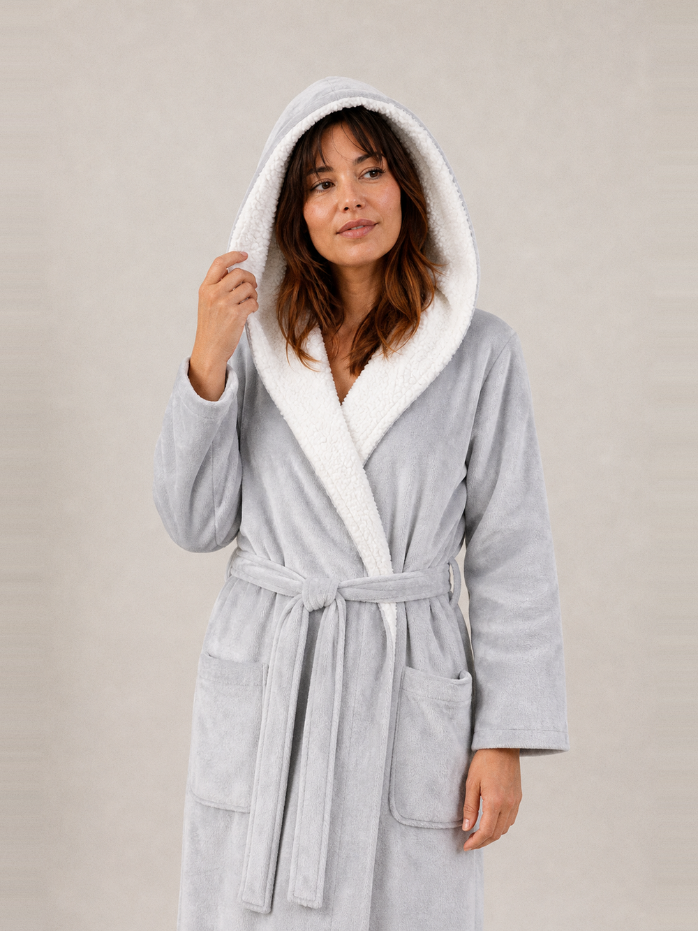 Peignoir femme long polaire – capuche