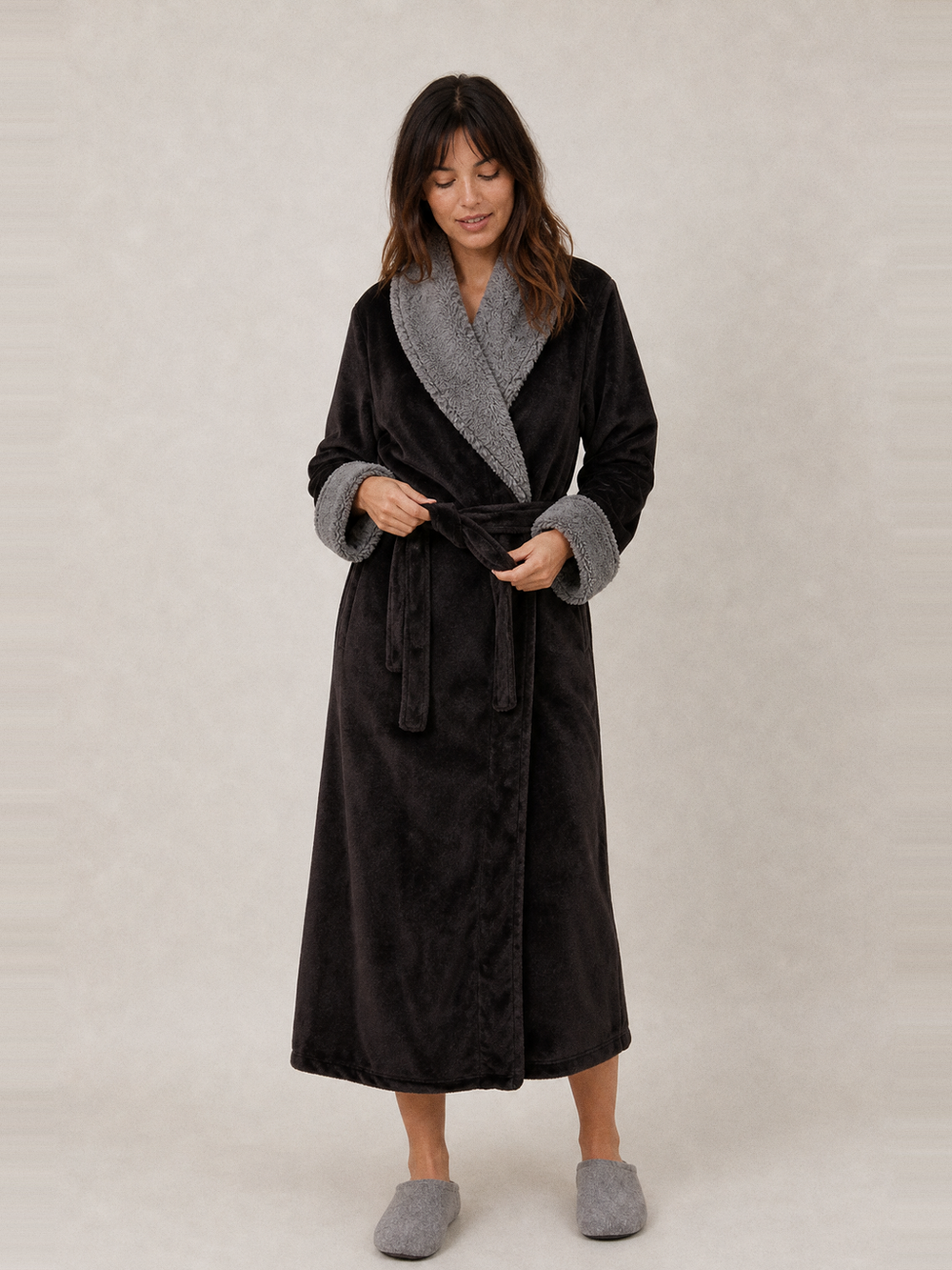 Peignoir femme polaire luxe – ceinture et poches