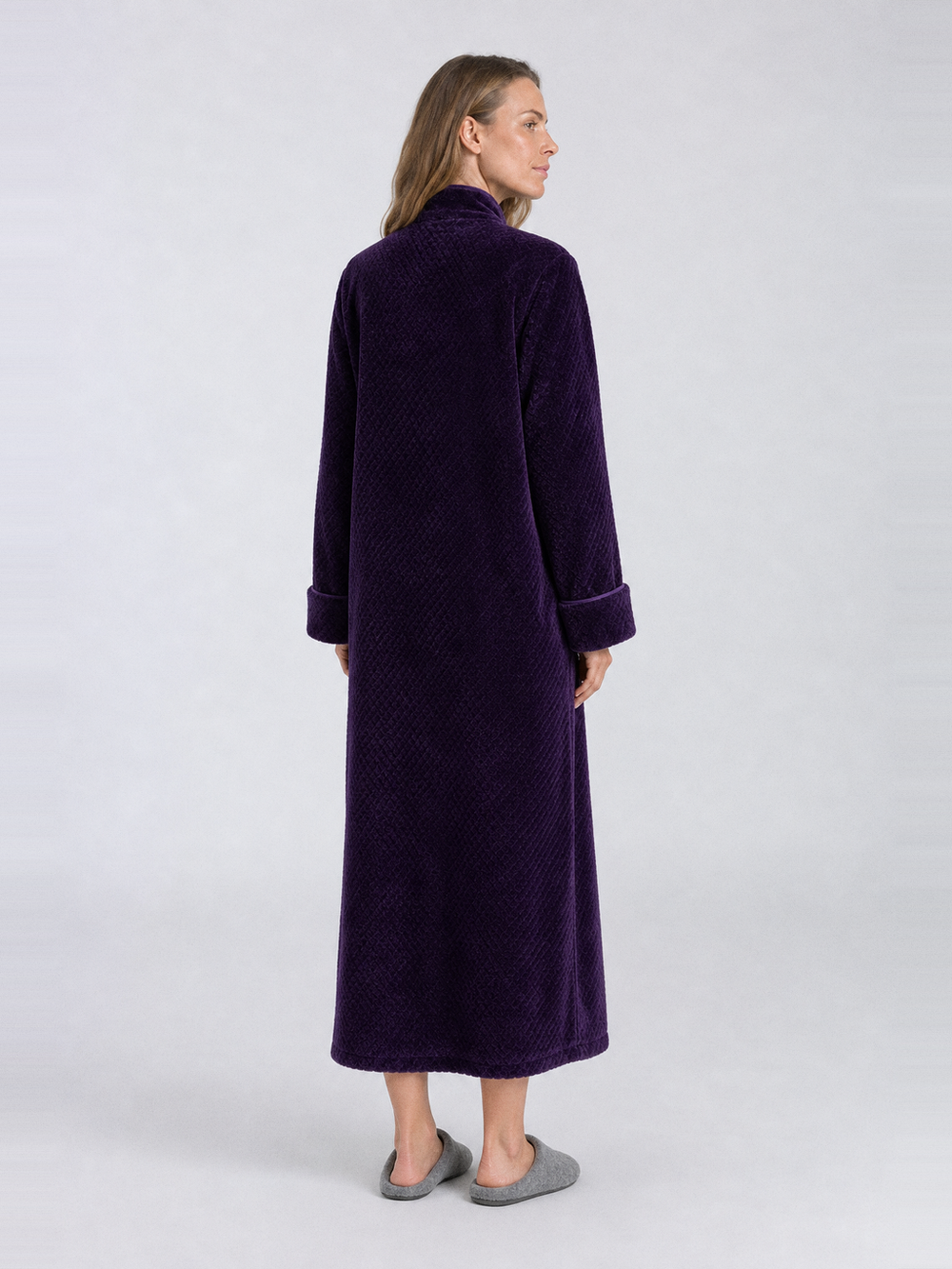Peignoir femme polaire zippé – vue de dos