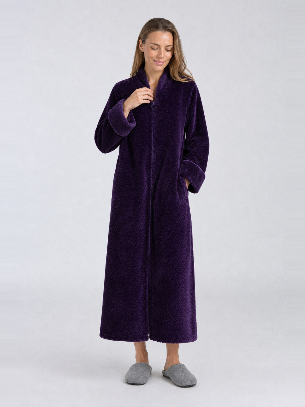 Peignoir femme polaire zippé – zip et poches