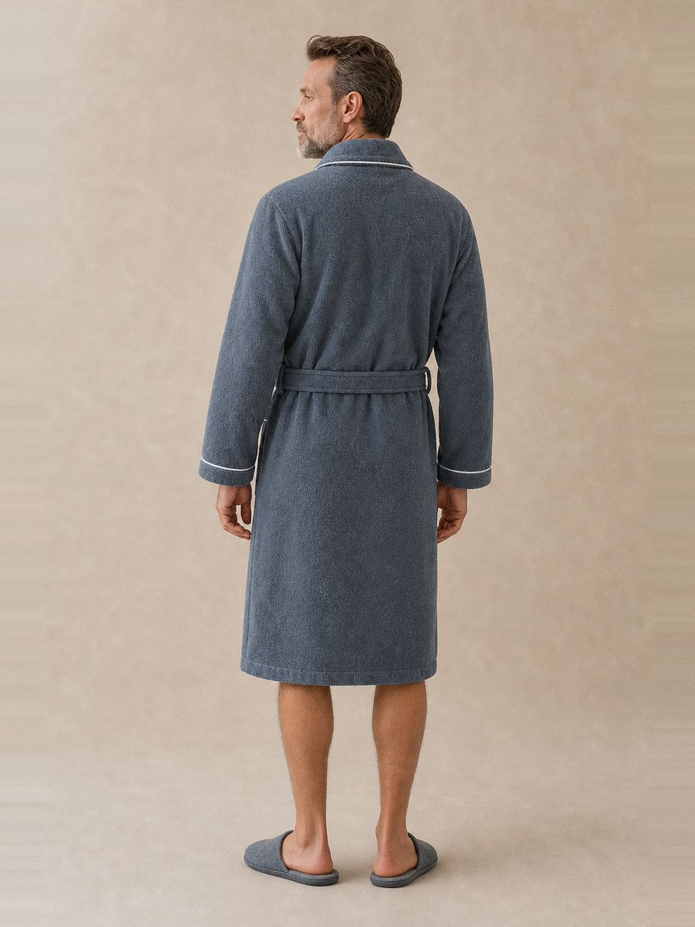 Peignoir homme bleu canard – vue de dos