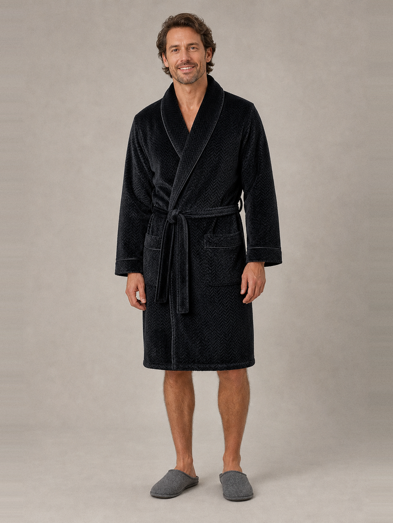 Peignoir homme luxe velours – portée de face