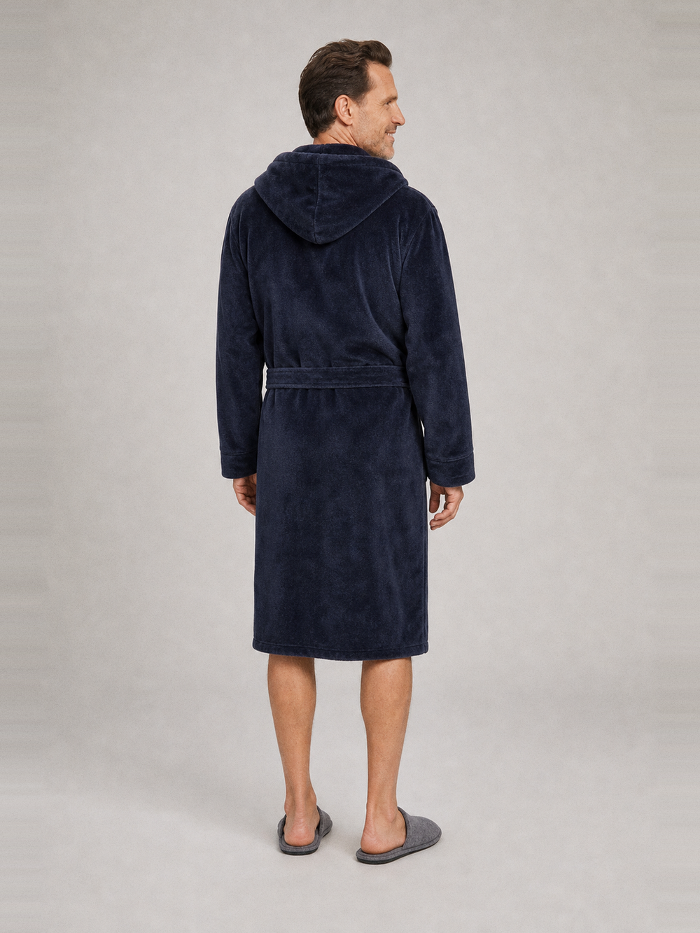 Peignoir homme polaire capuche – vue de dos