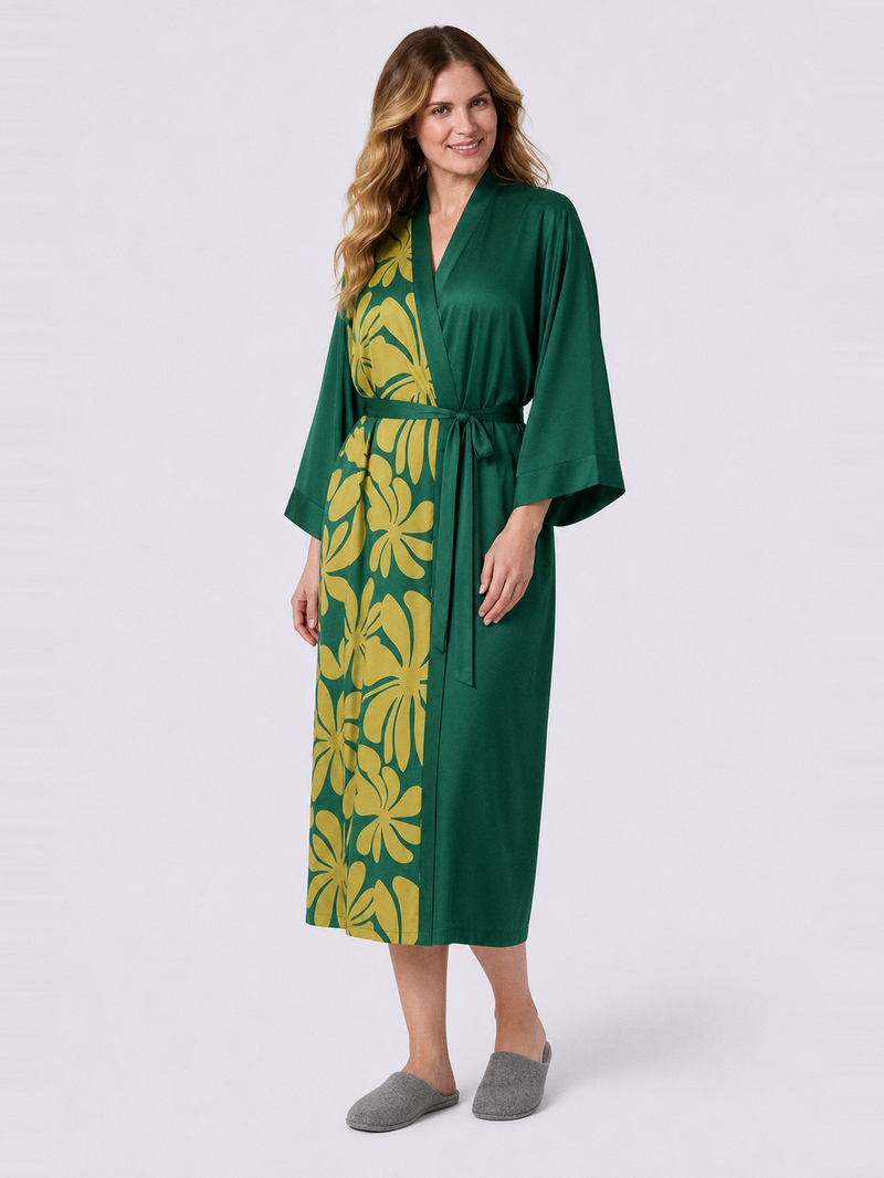 Peignoir kimono femme long – portée de face