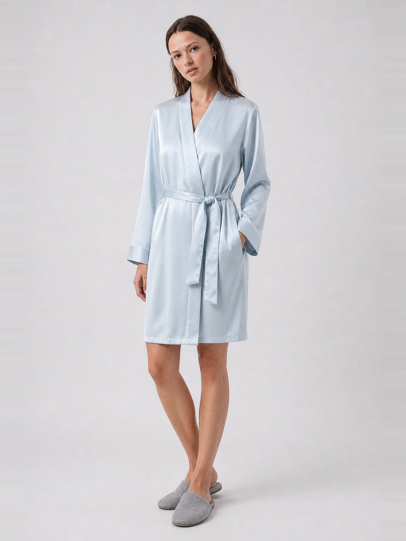 Peignoir kimono soie femme – portée de face