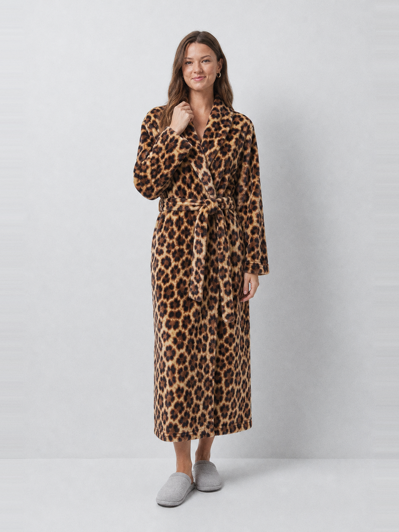 Peignoir léopard femme – portée de face