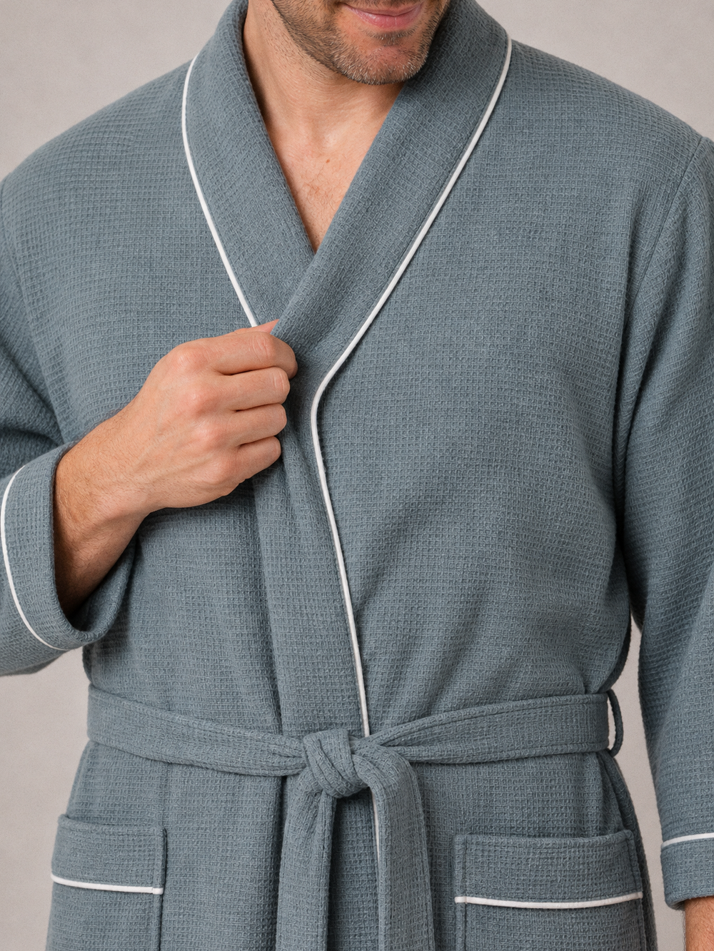Peignoir nid d'abeille homme grande taille – gros plan matière