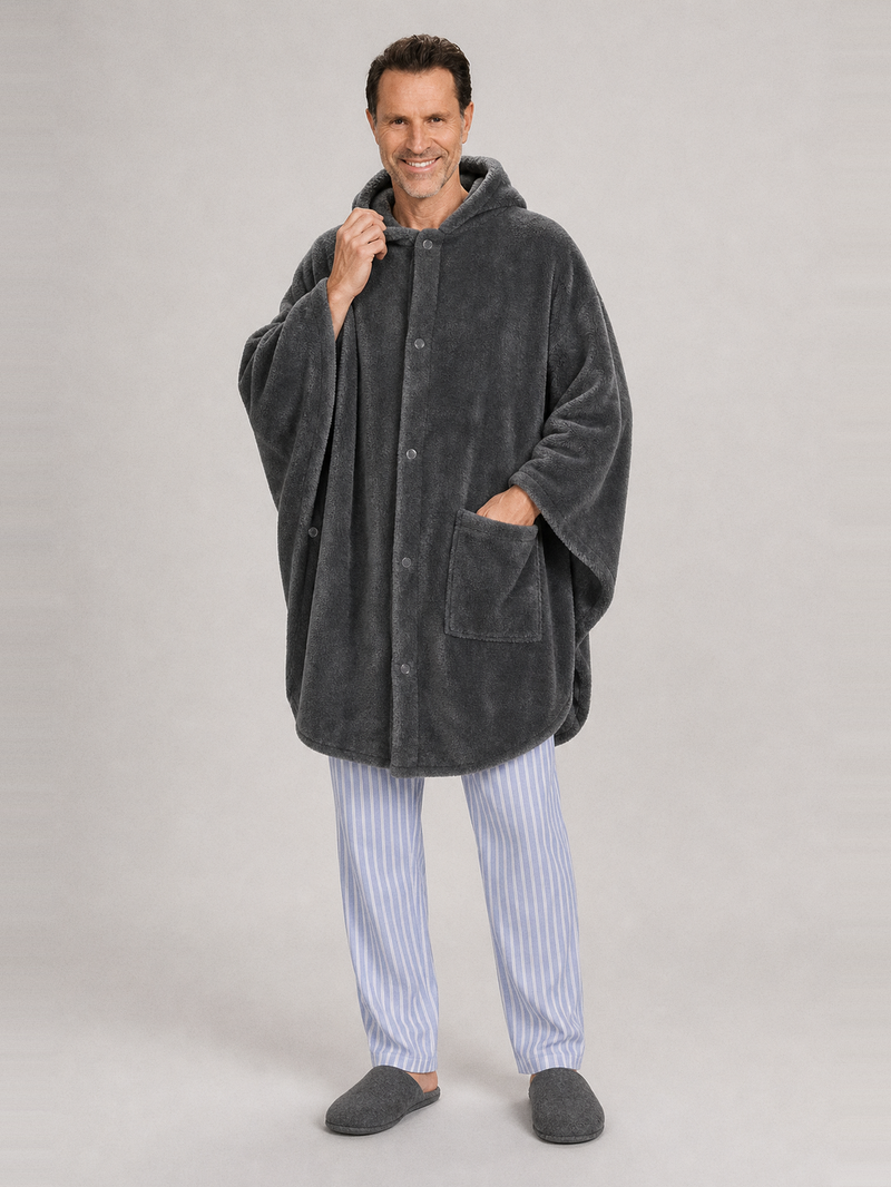 Peignoir poncho homme – portée de face