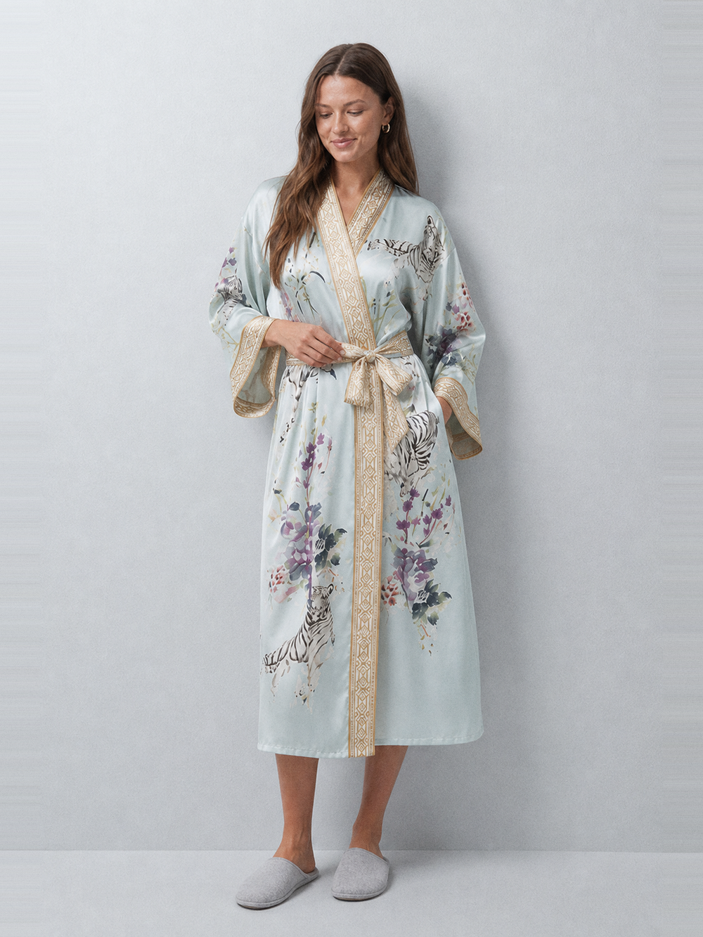 Peignoir soie femme japonais – ceinture et poches