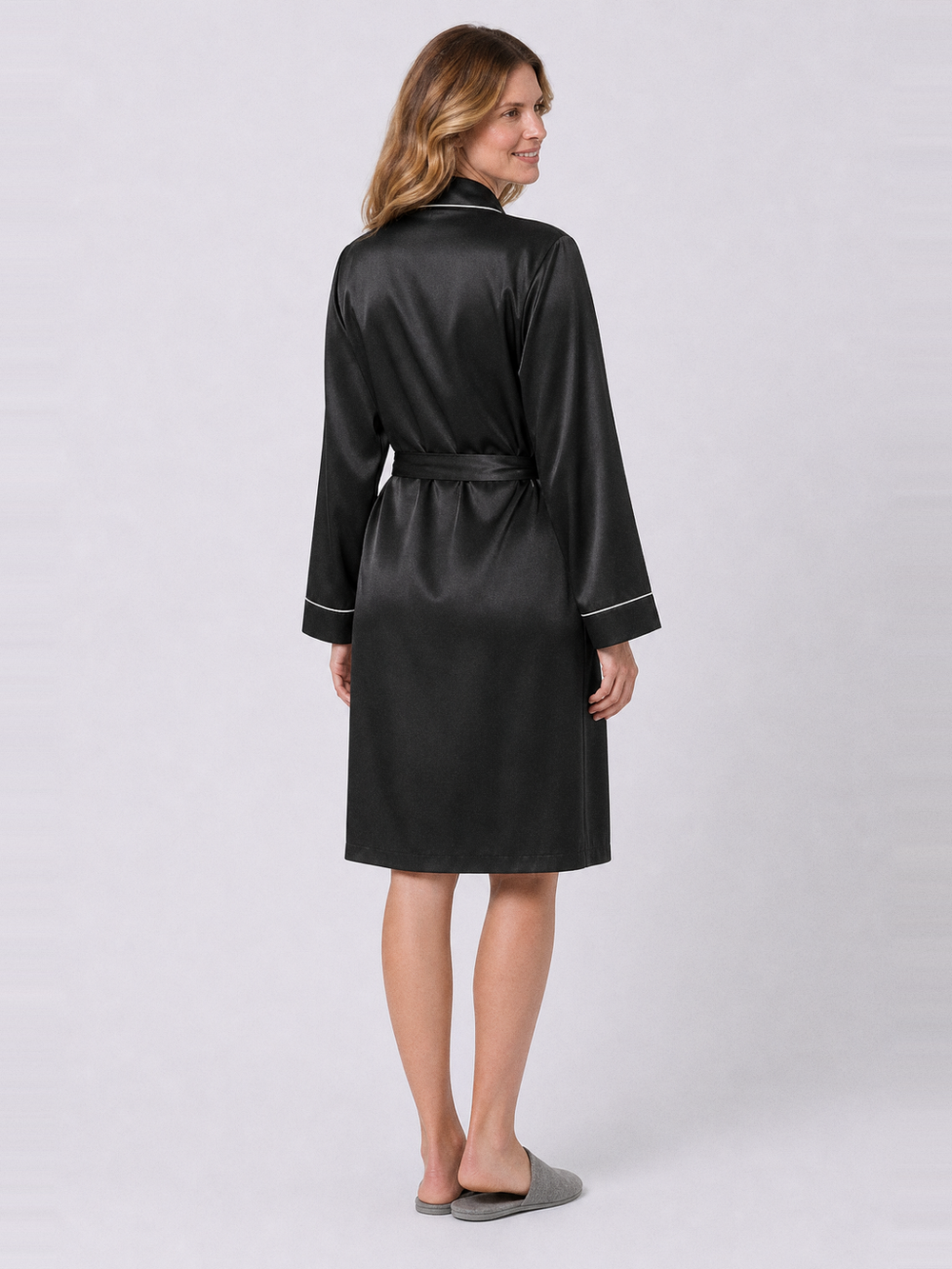 Peignoir soie femme luxe – vue de dos