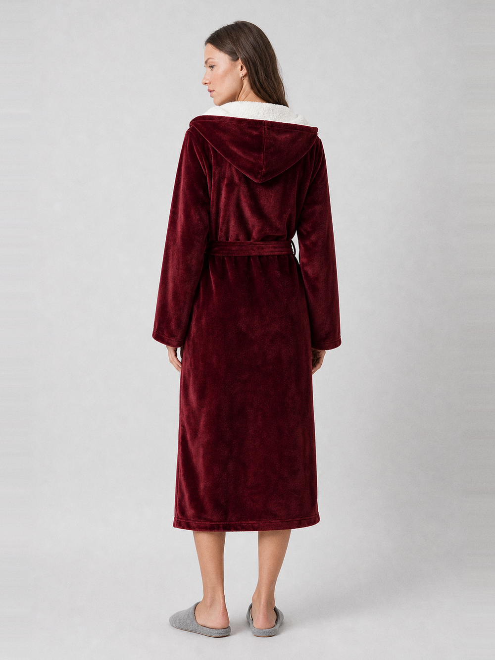 Robe de chambre bordeaux femme – vue de dos