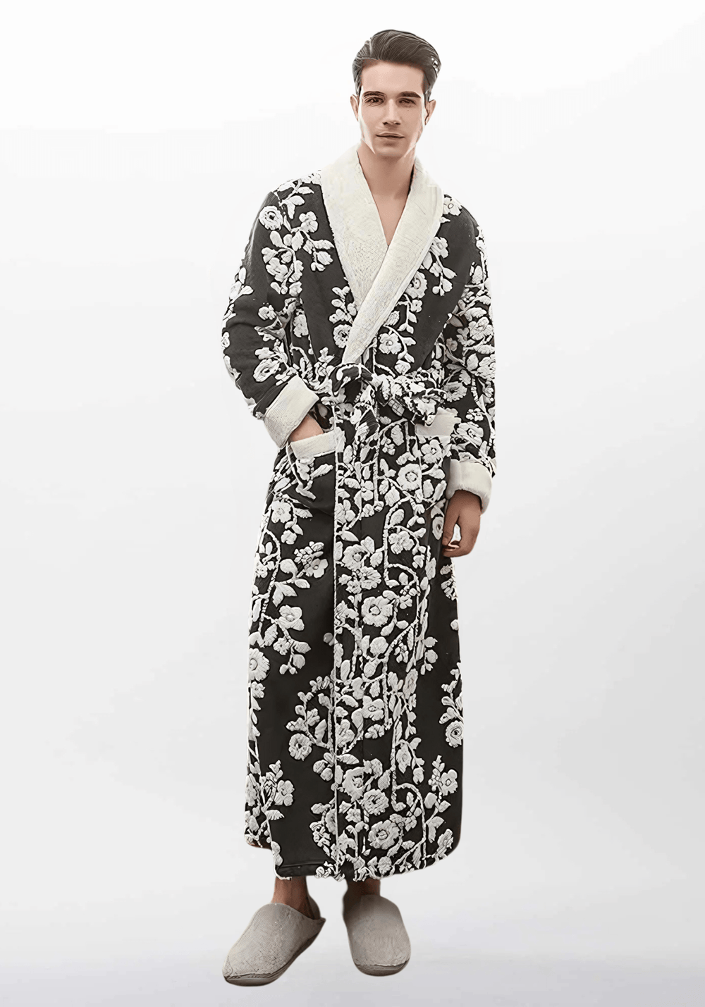 Vue de dos ou tombé, robe de chambre de luxe homme